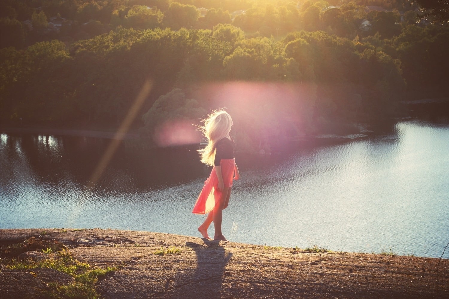 water, river, girl
